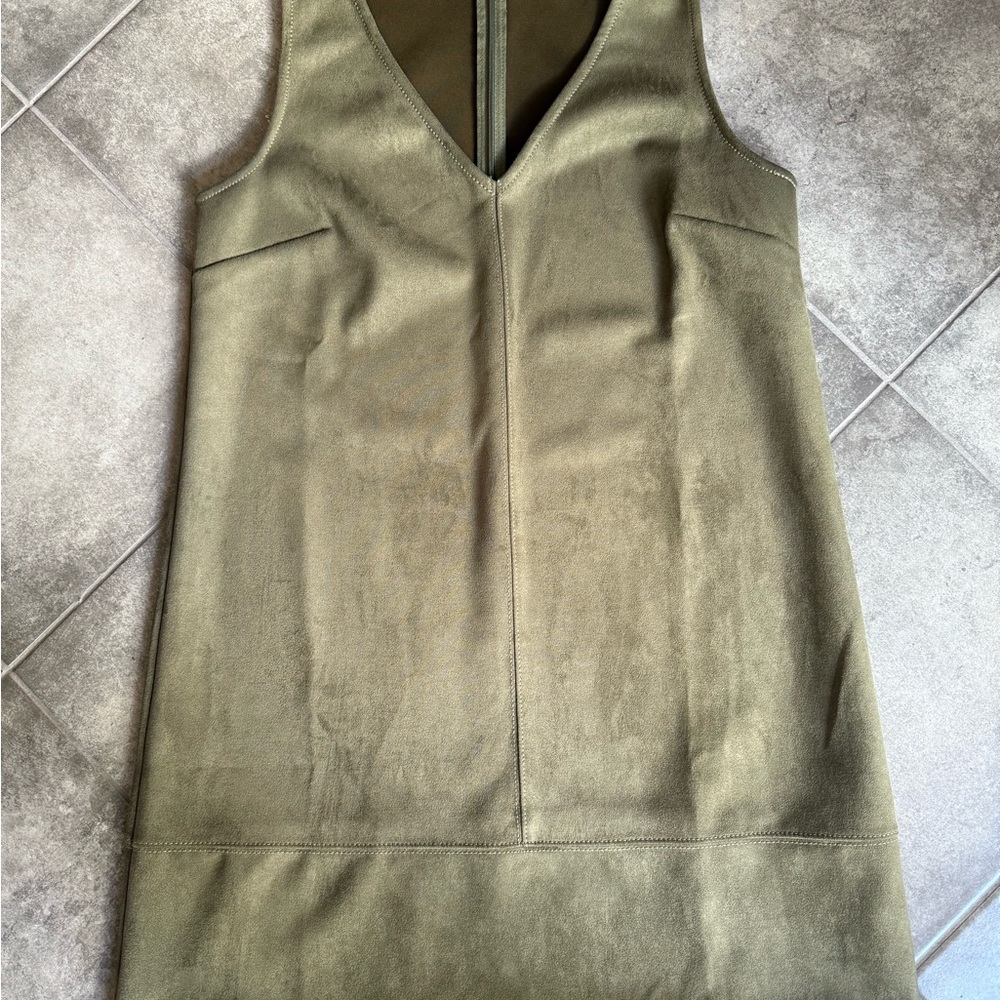 LOFT Olive Green V-Neck Mini Dress